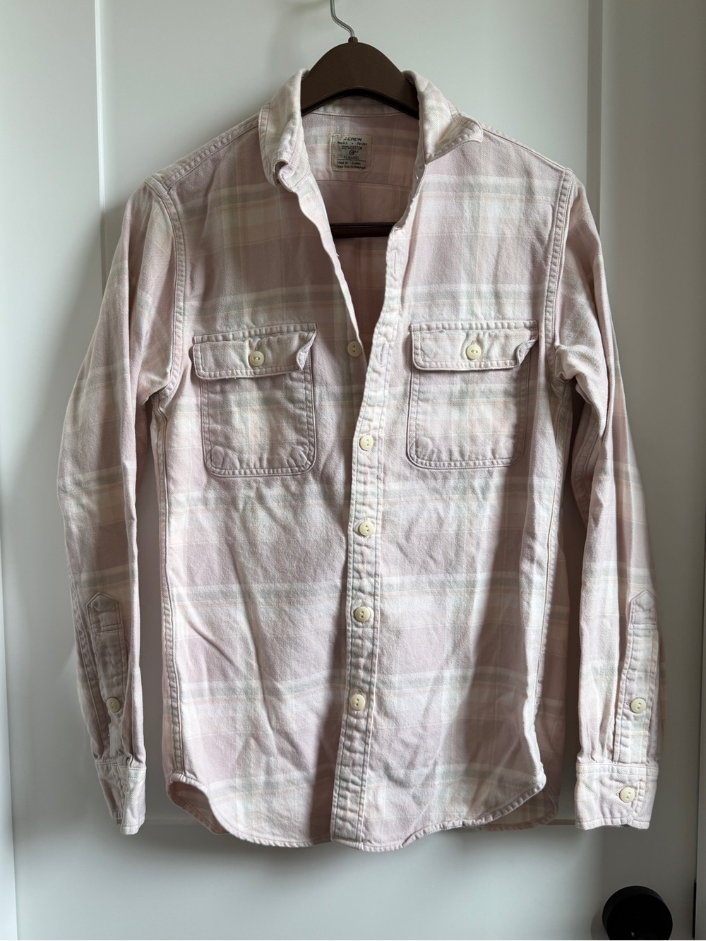 J.CREW Men Light Pink Plaid Button-Up Shirt